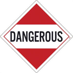National Marker DL17UV25 Placard, DANGEROUS, 10.75 x 10.75