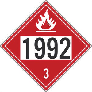 National Marker DL183P10 Placard, FLAMMABLE, 1992 3