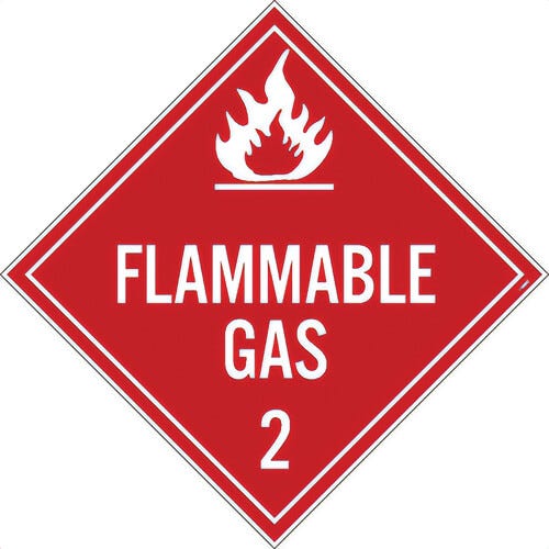 National Marker DL46PR25 Placard, FLAMMABLE GAS, 2
