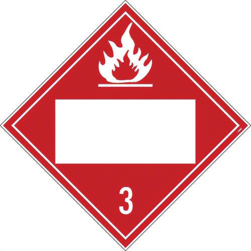 National Marker DL4BP50 Placard, FLAMMABLE 3, BLANK
