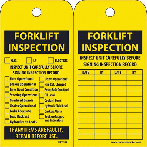 National Marker RPT181 Forklift Inspection Tags