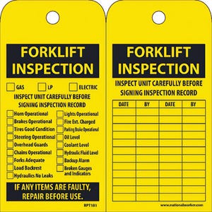 National Marker RPT181 Forklift Inspection Tags