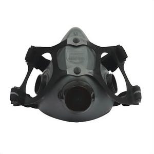 North® By Honeywell 5500 North Half Mask Respirator, Threaded Connection, Airborne Particulates/Biohazard/Chemical/Gas/Vapors/Smoke Resistant, Black