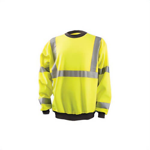 OccuNomix LUX-CSWT-Y3X Crew Neck Sweatshirt, 3XL, Hi-Viz Yellow, Wicking Polyester