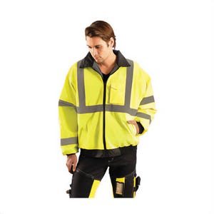 OccuNomix LUX-ETJBJ-Y4X Bomber Jacket, Hi-Viz Yellow, 300D Polyester Oxford, 60 to 62 in Chest, ASTM F 2732