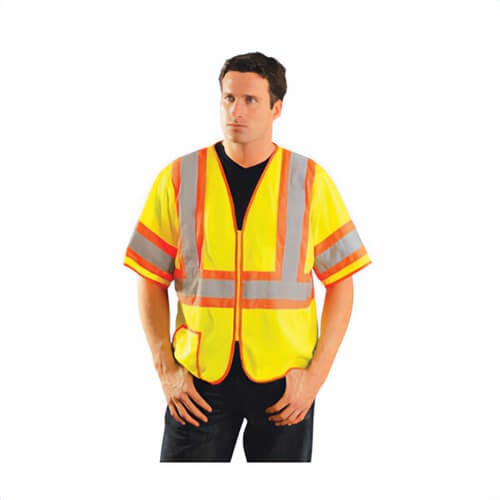 OccuNomix LUX-HSCLC3Z-Y3X 2-Tone Classic Safety Vest, 3XL, Hi-Viz Yellow, Polyester Mesh