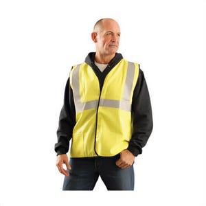 OccuNomix MiraCool® LUX-SSCGFR-YL Classic Flame Resistant Single Stripe Solid Vest, L, Hi-Viz Yellow, Cotton/Polyester Solid Blend