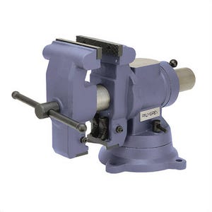 Palmgren® 9629504 Multi-Jaw Rotating Bench Vise, Grooved/Replaceable Jaw, 6-1/2 in Jaw Opening, 6 in W Hardened Steel Jaw, 3-1/2 in D Throat