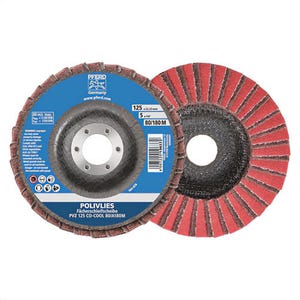 Pferd 43313 POLIVLIES® Flap Disc, Non-Woven, 5 in dia, 80 grit, Medium Grade, Ceramic Oxide CO-Cool Abrasive