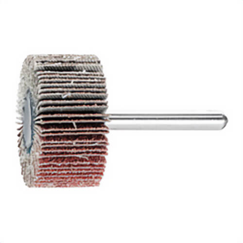 Pferd 45232 Mini Standard Mount Coated Flap Wheel, 1-5/8 in dia Wheel, 1 in W Face, 1/4 in dia Shank, 60 Grit, Coarse Grade, Aluminum Oxide Abrasive