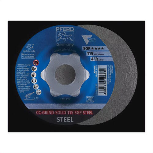 Pferd 61171 CC-Grind® Grinding Flap Discs, Solid SGP Steel VictoGrain®, Ceramic, 4-1/2 in x 5/8-11