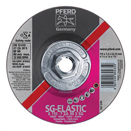 Pferd 61603 Performance Line SG Depressed Center Wheel, 4-1/2 in dia x 1/4 in Thick, 30 Grit, Zirconia Alumina Abrasive