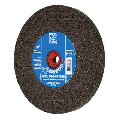 Pferd 61736 Universal Line PS-Forte Flat Bench and Pedestal Grinding Wheel, 6 in dia x 1/2 in thick
