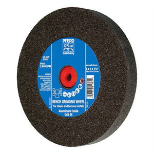 Pferd 61765 Universal Line PS-Forte Flat Bench and Pedestal Grinding Wheel, 8 in dia x 1 in Thick, 1-1/4 in Center Hole, 46 grit