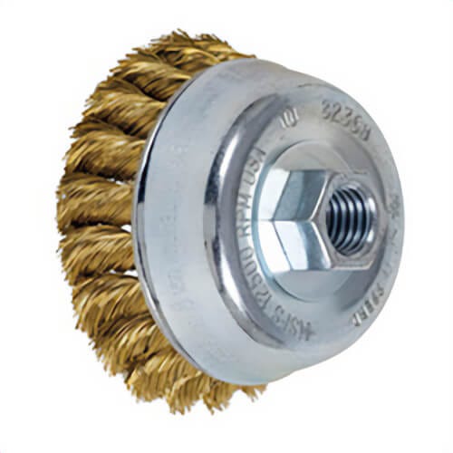 Pferd 82368 External Nut Heavy Duty Minigrinder Single Row Cup Brush, 3-1/2 in dia Brush, 5/8-11 Arbor Hole, Standard/Twist Knot