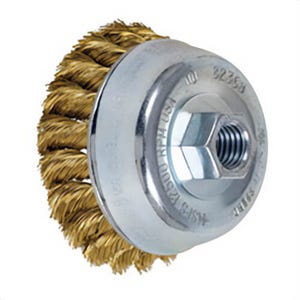 Pferd 82368 External Nut Heavy Duty Minigrinder Single Row Cup Brush, 3-1/2 in dia Brush, 5/8-11 Arbor Hole, Standard/Twist Knot