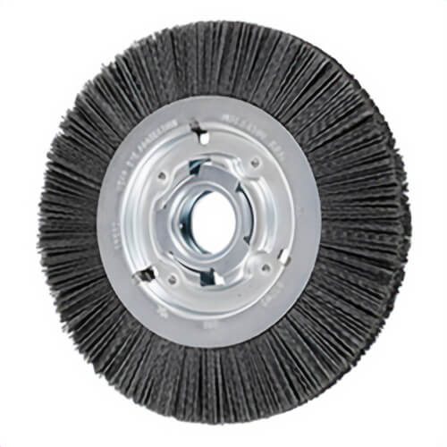 Pferd M-BRAD™ 83703 Wide Face Wheel Brush with (2) 1/2 x 1/4 in Keyways, 8 in dia Brush, 1 in W Face, 0.04 in dia Filament/Wire, 2 in Arbor Hole