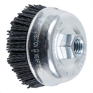 Pferd M-BRADâ„¢ 83810 Cup Brush, 3-1/2 in dia Brush, 5/8-11 Arbor Hole, 0.04 in dia Filament/Wire, Filament, Nylon/Silicon Carbide Fill