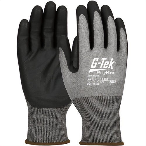 G-Tek® 16-854/XL PolyKor® Foam Grip Cut-Resistant Gloves, XL, Nitrile Coating, Nitrile/PolyKor®, Knit Wrist Cuff