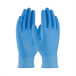 PIP® 29101/L Industrial-Grade Powder-Free Disposable Gloves, L, Nitrile, Blue, 9 in L, 4 mil Thick, Left/Right Hand