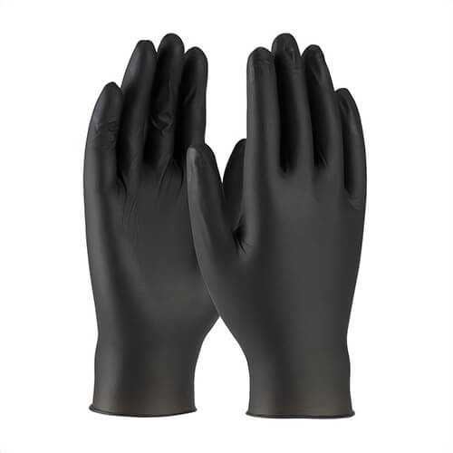 PIP® 2920/L Disposable Gloves, Large, Nitrile, Black, 9.4 in L, Non-Powdered, Textured, 5 mm thick