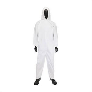 PIP® 3606/6XL Posi-Wear® BA™ Coverall with Attached Hood, Latex-Free, Disposable, 6XL, White, Film Laminate/Polypropylene