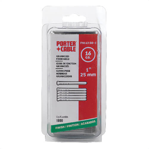 Porter-Cable® FN16100 Straight Finish Nail, 1 in L, 16 ga, Coated, Steel