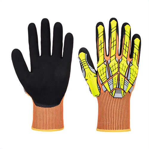 Portwest A727ORRXXXL DX VHR Impact Glove, Cut Level A6, High Visibility Liner, Nitrile Sandy Coating, Orange, 3XL