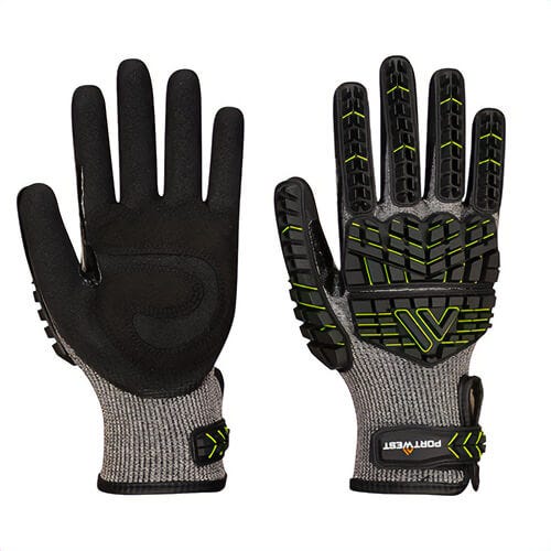Portwest A755K3RXXL VHR15 Nitrile Foam, Impact Glove, Cut Level A7, Black/Green, 2XL