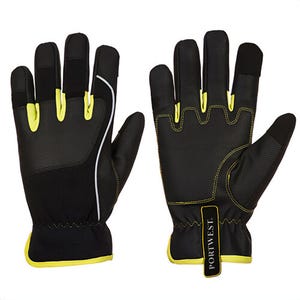 Portwest A771BKYXXL PW3 Tradesmanâ„¢ Glove, Touchscreen, Lightweight, Reinforced Padded Palms, Hi-Viz, Black/Yellow, 2XL