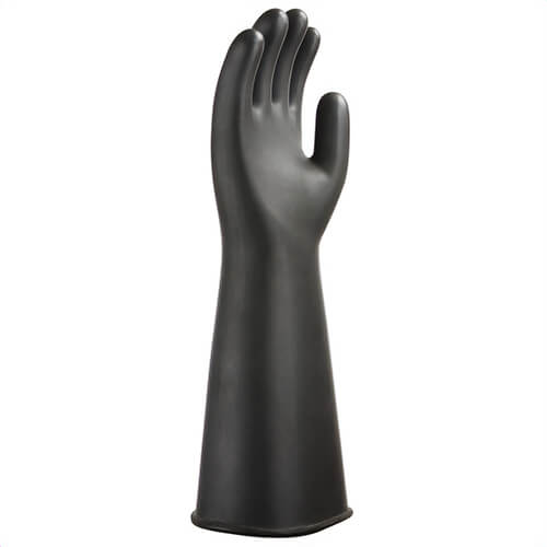 Portwest A802BKRXXL Heavyweight Latex Rubber Gauntlet, Chemical Resistant, 200°F Heat Protection, 17 in Length, Black, 2XL