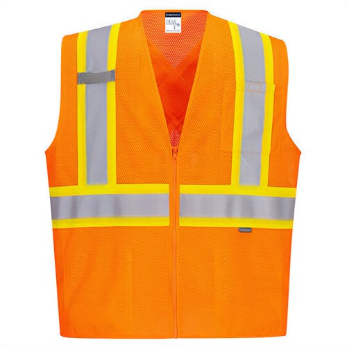 Portwest CA101YERXXXL Hi-Viz Back Contrast Vest, Cooling Mesh Fabric, Hook and Loop Closure, Yellow, 3XL