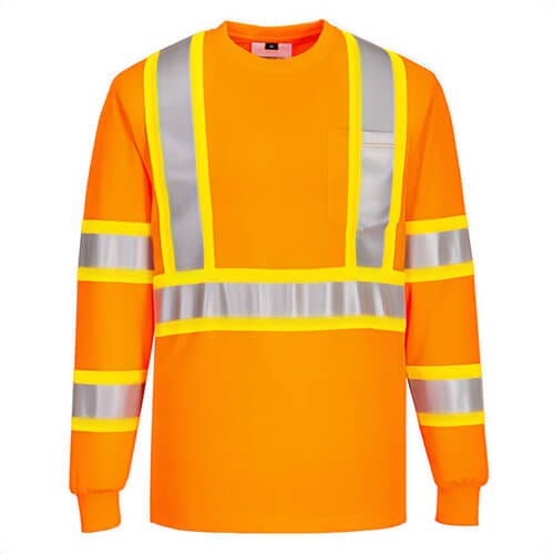 Portwest CA111YER4XL Hi-Viz Back Contrast Tape T-Shirt Longsleeve, Yellow, 4XL