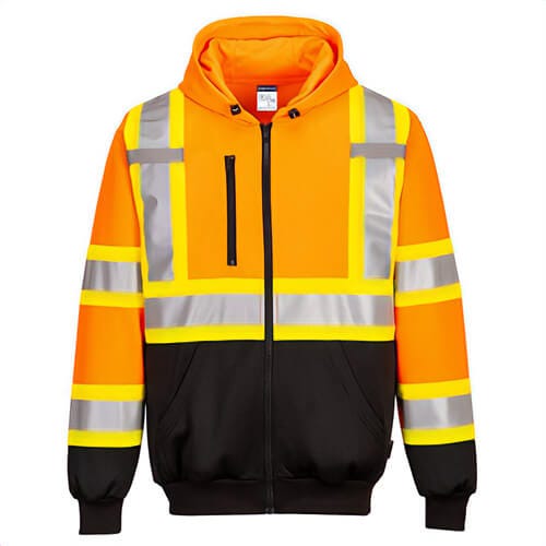 Portwest CA170YERXXXL Hi-Viz Back Contrast Tape Zipped Hoodie, Yellow, 3XL