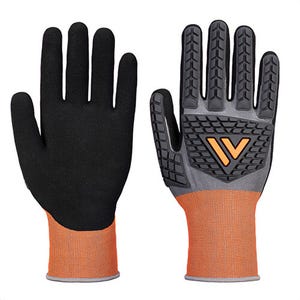 Portwest CT46G8RXXL CT Cut D18 Nitrile Impact Glove, Cut Level A4, Gray/Black, 2XL