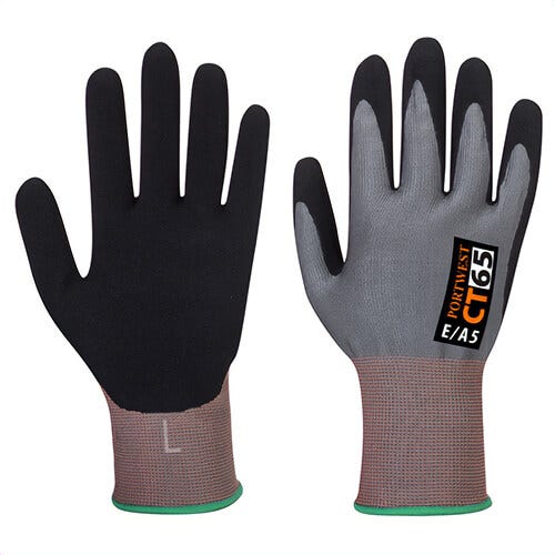 Portwest CT65G8RXXL CT Cut E15 Nitrile Glove, Cut Level A5, Gray/Black, 2XL