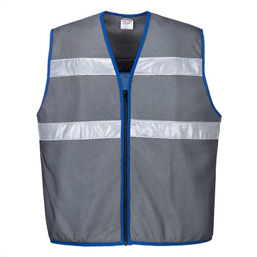 Portwest CV01GRRXX/3X Cooling Vest, Lightweight, Moisture Wicking, Front Zip, Up to 8 hr Cooling, Gray, 2XL/3XL