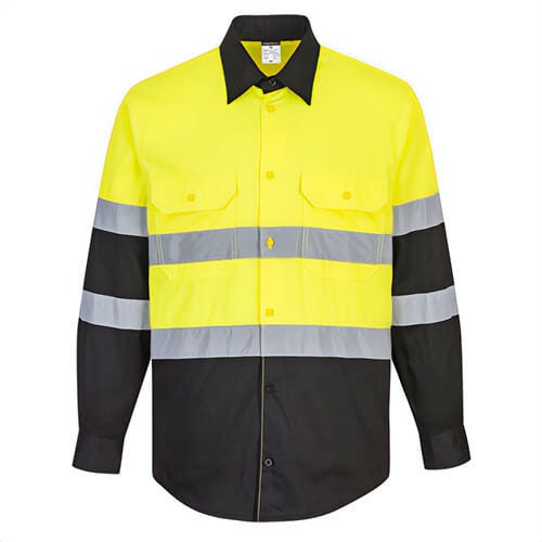 Portwest E066YBRXXXL Hi-Viz Contrast Shirt Longsleeve, Yellow/Black, 3XL