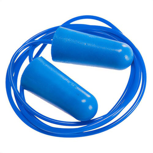 Portwest EP30BLU Detectable Corded Polyurethane Ear Plugs, 200 Pairs, Blue