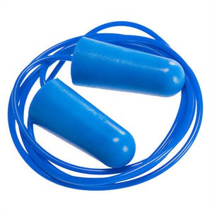 Portwest EP30BLU Detectable Corded Polyurethane Ear Plugs, 200 Pairs, Blue