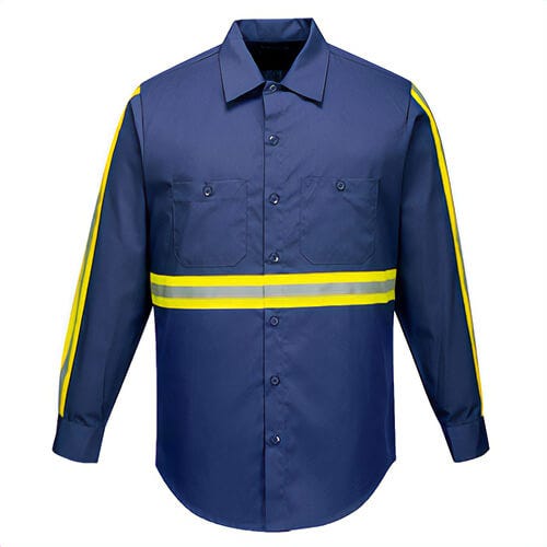Portwest F125NARXXXL Iona™ Xtra Enhanced Shirt, Long Sleeve, 6 Button Front Closure, 2 Chest Pockets, 40+ UPF Rated, Navy, 3XL