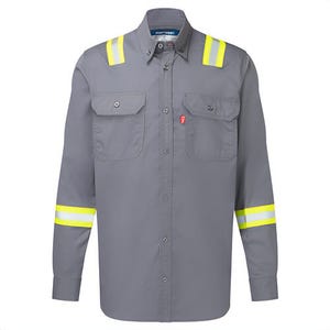 Portwest FR706GRRXL Bizflame® 88/12 Flame Resistant Taped Shirt, Gray, XL
