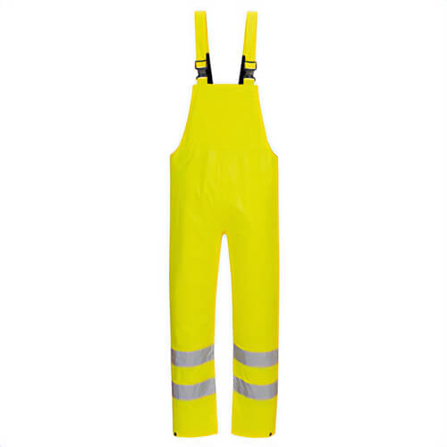 Portwest H449YERXXXL Hi-Viz Bib and Brace, Waterproof, Snap Adjustable Hems, Reflective Tape, 40+ UPF Rated Fabric, Yellow, 3XL