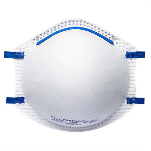 Portwest P200WHR N95 Cup Respirator, 95% NIOSH Filtration, Nose Foam Padding, One Size, White, 20 pk