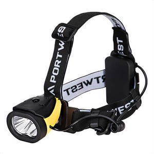 Portwest PA63YBR Dual Power Head Lamp, 100 Lumens, 8 hr Runtime, High-Medium-Flash Functions, Compact, Lightweight