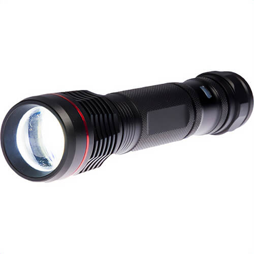 Portwest PA75BKR USB Rechargeable Flashlight, 600 Lumens, 4 hr Runtime, High-Medium-Low-SOS-Flash Functions, Black
