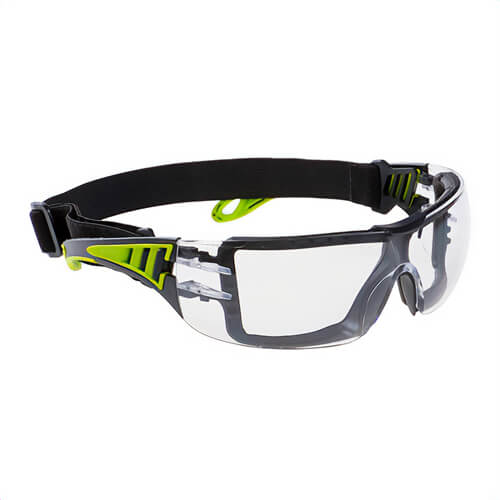 Portwest PS11CLR Tech Look Plus Safety Glasses, Dielectric, Anti-Fog, Anti-Scratch, Wraparound, Size Vents, Clear