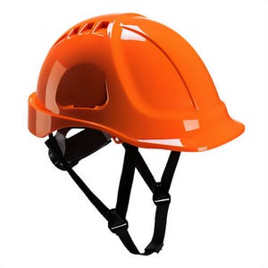 Portwest PS54WHR Endurance Plus Hard Hat, Unvented, ABS Shell, Chin Strap, 6 Point Textile Harness, One Size, White