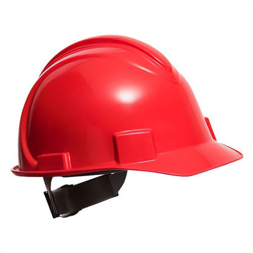 Portwest PW01RER Safety Pro Hard Hat, 4 Point Textile Harness, Wheel Ratchet Size Adjustment, Red