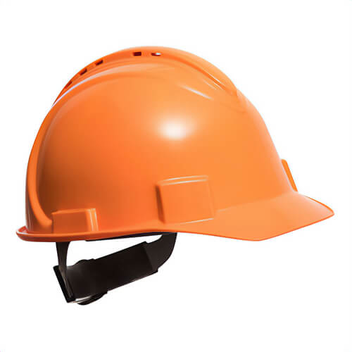 Portwest PW02RER Safety Pro Hard Hat, HDPE, Adjustable 4 Point Suspension Harness, Vented, Red